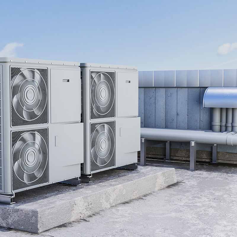 Pompes à chaleur de climatisation professionnelle sur toit