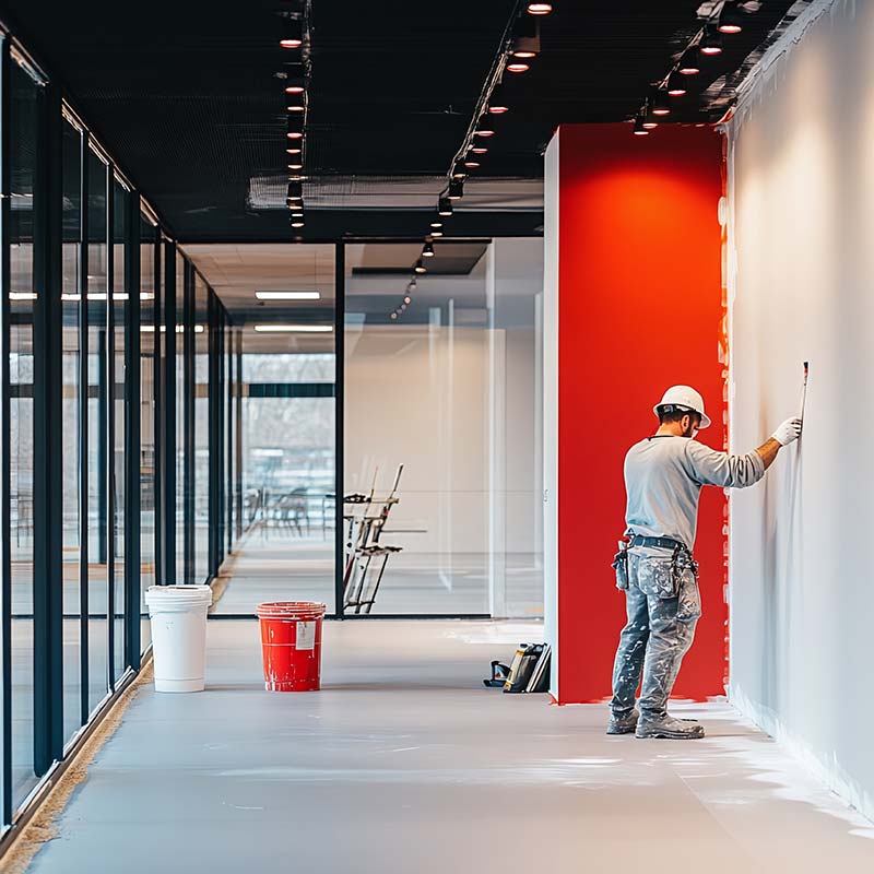 Travaux de peinture des murs dans des locaux professionnels