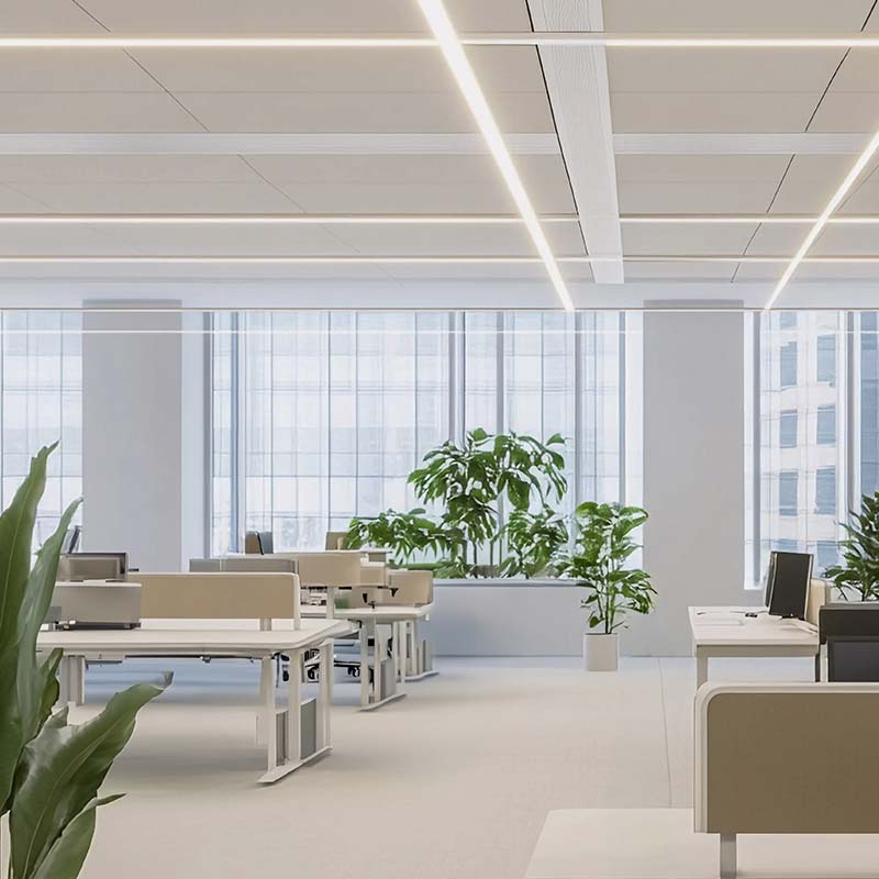 Faux plafond, plafond suspendus dans des bureaux