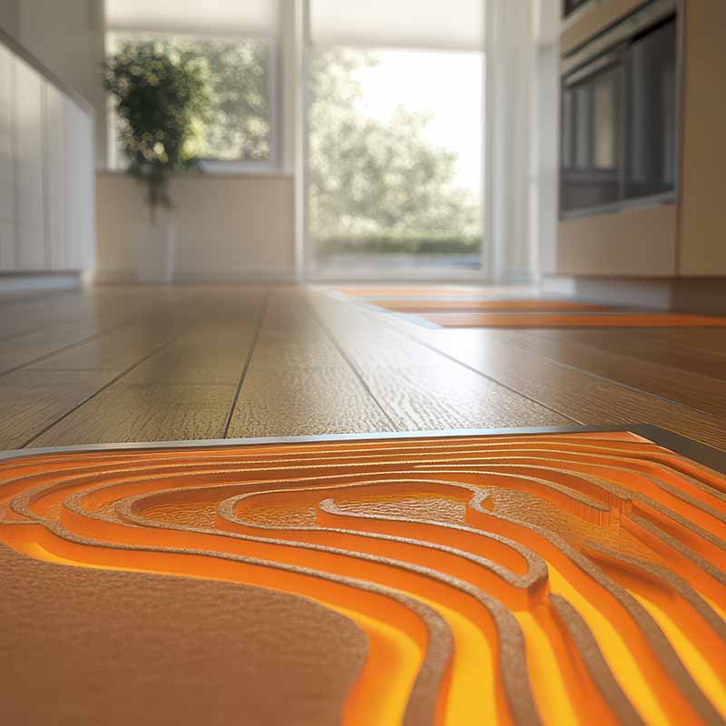 Sol de maison avec plancher chauffant